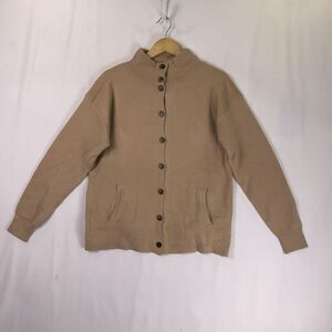 No Name Loose Light Camel Turtleneck Button Thick Knit Sweaters Long Sleeve
